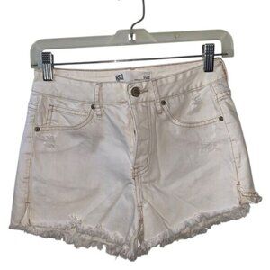 RSQ Womens Vintage High Rise Distressed White Denim Shorts Size 1/25